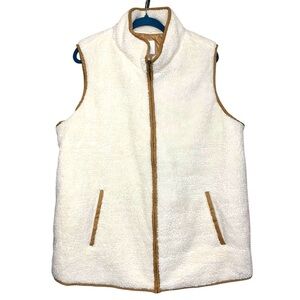 Fleece Vest Jacket Sz XL Full Zip Cream Sherpa Style Outdoor Layer Minimalist